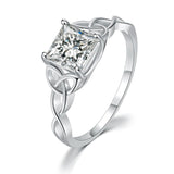 White Zircon Gemstone Ring For Women Engagement Silver Jewelry