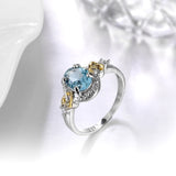 Oval Sky Blue Gemstone Ring For Women 925 Sterling Silver Jewelry