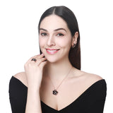 Enamel Flower Jewelry Set Rose Gold Black for Women Wedding Jewelry