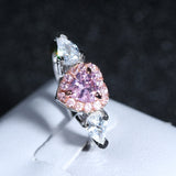 Princess Pink Heart Zircon Ring For Women 925 Silver Romantic Wedding