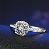 1Carat Square Diamond Ring Silver Engagement Women Jewelry