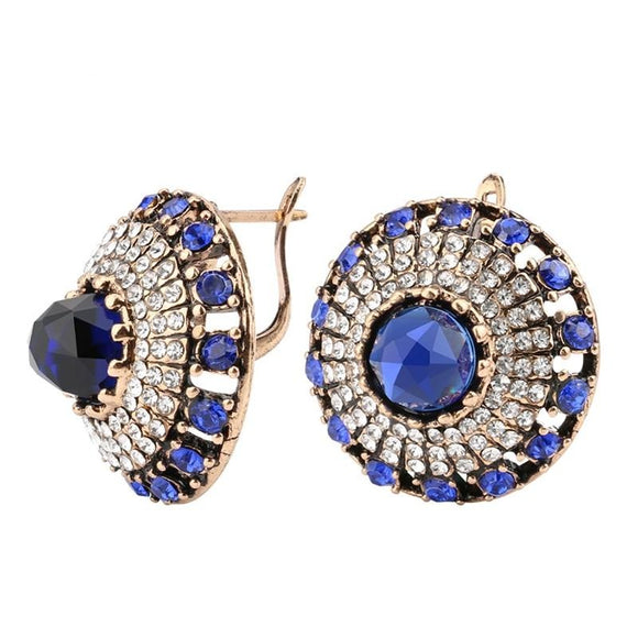 Natural Sapphire Earrings Vintage For Women Gold Wedding Jewelry