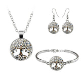 Vintage Tree Of Life Neckalce Bracelet Earrings Women's Jewelry Set