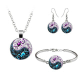 Vintage Tree Of Life Neckalce Bracelet Earrings Women's Jewelry Set