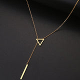 Triangle Double Pendant Chain Necklaces Women Stainless Steel Jewelry