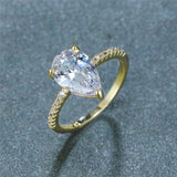 White Sapphire Engagement Gemstone Ring 14K Yellow Gold For Women