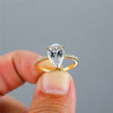 White Sapphire Engagement Gemstone Ring 14K Yellow Gold For Women