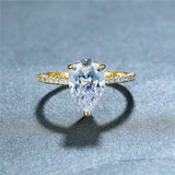 White Sapphire Engagement Gemstone Ring 14K Yellow Gold For Women