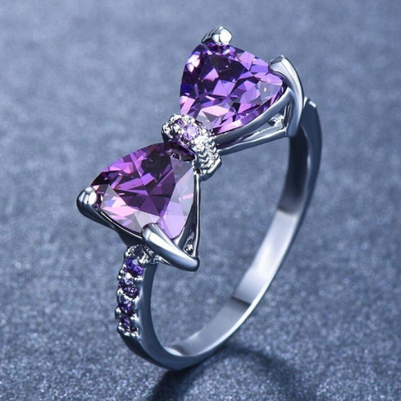 Luxury Purple Zircon Wedding Ring For Women Engagement Jewelry