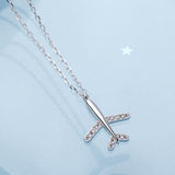 Handmad Plane Airplane Pendant Necklace 925 Sterling Chain Link Women's Jewelry