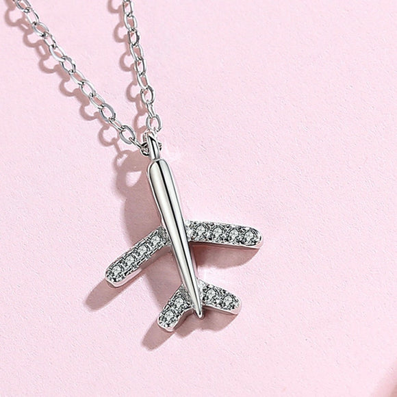 handmad-plane-airplane-pendant-necklace-925-sterling-chain-link-womens-jewelry