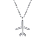 Handmad Plane Airplane Pendant Necklace 925 Sterling Chain Link Women's Jewelry