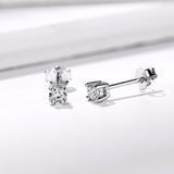 Simulated Moissanite Gemstone Stud Earrings Women's Solid 925 Sterling Silver Fine Jewelry