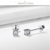 Simulated Moissanite Gemstone Stud Earrings Women's Solid 925 Sterling Silver Fine Jewelry