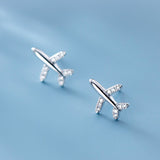 Handmade Airplane Stud Earrings Earrings Solid Sterling Cut Plane Women Jewelry