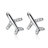 Handmade Airplane Stud Earrings Earrings Solid Sterling Cut Plane Women Jewelry