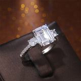 Princess Square Zicon Ring For Women Wedding Statement Jewelry