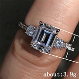 Princess Square Zicon Ring For Women Wedding Statement Jewelry