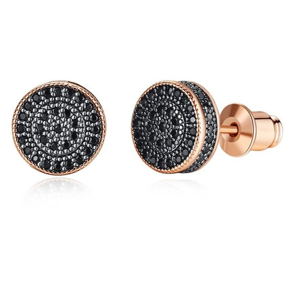 Vintage Black Gemstone Stud Earrings 14k Rose Gold Women's Party Jewelry