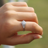 Leaf White Sapphire Gemstone Ring Engagement Women Anniverssary Jewelry