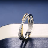 Classic X Cross Ring Women Zicone Stone Wedding Design