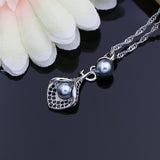 Black Pearl Flower Jewelry Sets Silver 925 For Women Wedding