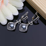 Black Pearl Flower Jewelry Sets Silver 925 For Women Wedding