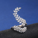 White Sapphire Graceful Leaves Ring 925 Sterling Silver Women's Jewelry