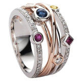 Cross Zircon Ring Jewelry White/Yellow Blue/Rose Red Women Jewelry