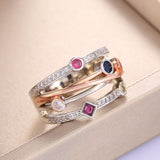 Cross Zircon Ring Jewelry White/Yellow Blue/Rose Red Women Jewelry