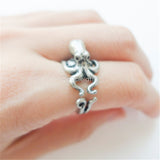 Vintage Silver Ring Mouse Adjustable Wrap Wedding Promise Jewelry