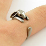 Vintage Silver Ring Mouse Adjustable Wrap Wedding Promise Jewelry