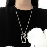 Long Chain Pendant Necklace Women Silver Jewelry