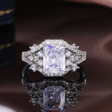 Princess Cut Square Zircon Ring Women Wedding Engagement Jewelry