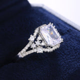 Princess Cut Square Zircon Ring Women Wedding Engagement Jewelry