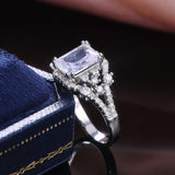 Princess Cut Square Zircon Ring Women Wedding Engagement Jewelry