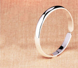 Cuff Bangles Simple Smooth Bracelet for Women 925 Sterling Silver Jewelry