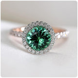 Classic Green Gemstone Ring Women's Engagement Jewelry