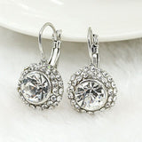 Fancy Blue Round Zicone Drop Earrings Silver Gold for Women Jewelry