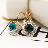 Fancy Blue Round Zicone Drop Earrings Silver Gold for Women Jewelry