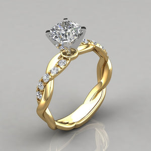 Double Gold Zircon Ring for Women AAA White Jewelry