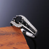 Dazzling Black Zircon Wedding Ring Women Gemstone Classic Jewelry