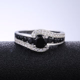 Dazzling Black Zircon Wedding Ring Women Gemstone Classic Jewelry