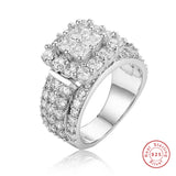 Princess-cut SONA Diamond Rings 925 Sterling silver pave Wedding jewelry