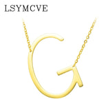 Elegant Chain Alphabet Letter Pendant Necklace Stainless Steel Jewelry