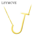 Elegant Chain Alphabet Letter Pendant Necklace Stainless Steel Jewelry