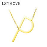 Elegant Chain Alphabet Letter Pendant Necklace Stainless Steel Jewelry