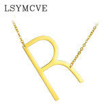 Elegant Chain Alphabet Letter Pendant Necklace Stainless Steel Jewelry