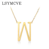 Elegant Chain Alphabet Letter Pendant Necklace Stainless Steel Jewelry