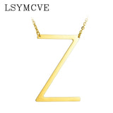 Elegant Chain Alphabet Letter Pendant Necklace Stainless Steel Jewelry